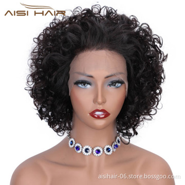 Aisi Hair Brazilian Human Hair Short Pixie Cut Wig Black Lace Front Wig Afro Kinky Curly Lace Front Hair Wigs For Black Women